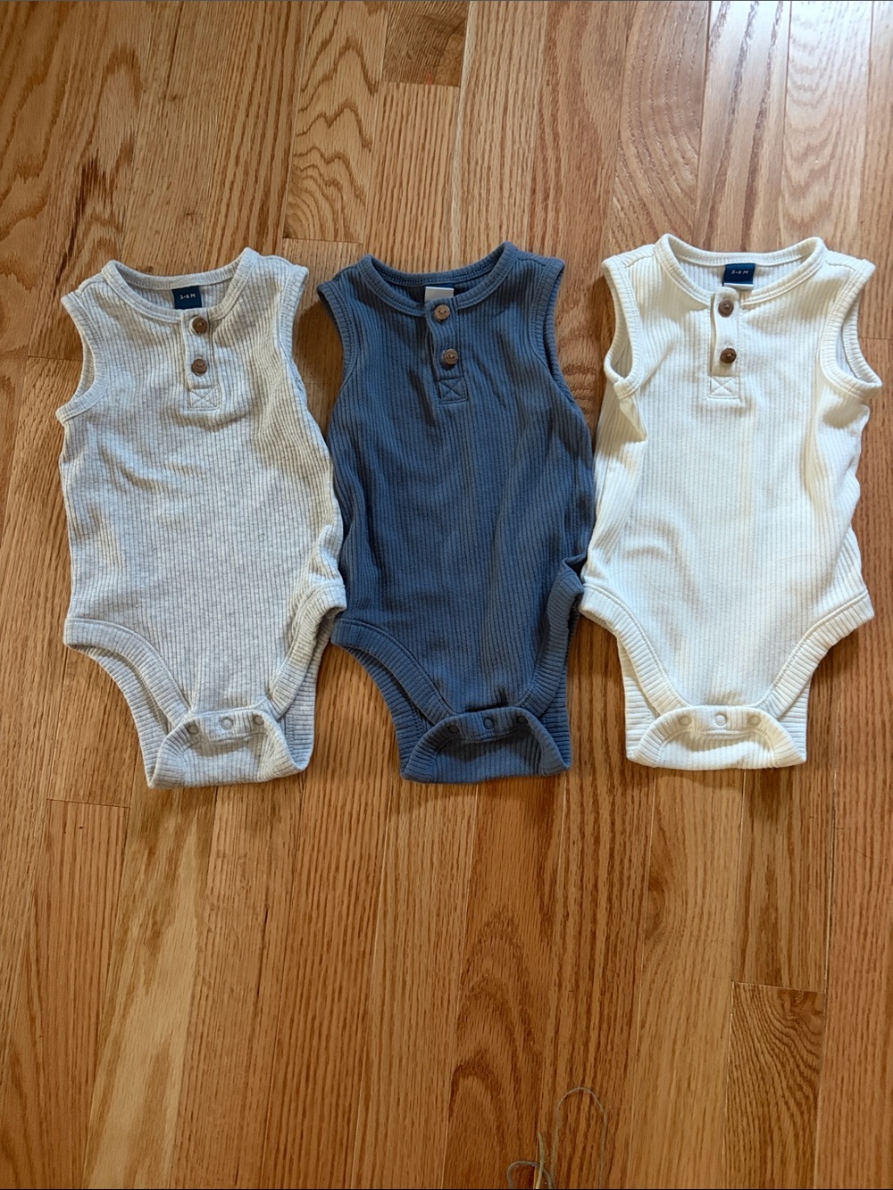 Three Ribbed Sleeveless Baby One-Piece Rompers - Picture 5 of 5